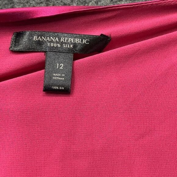 Banana Republic 100% Silk Long Sleeve High Slit Pink Maxi Dress Size 12 - Picture 7 of 13
